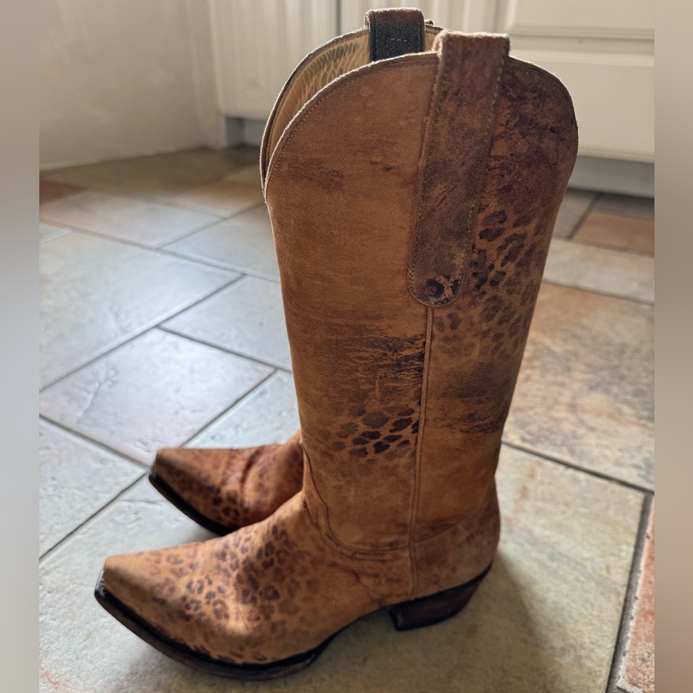 Old Gringo Brown Ocre Leopardito Western Snip Toe Cowgirl Boots For Women’s 7.5B - Picture 4 of 10